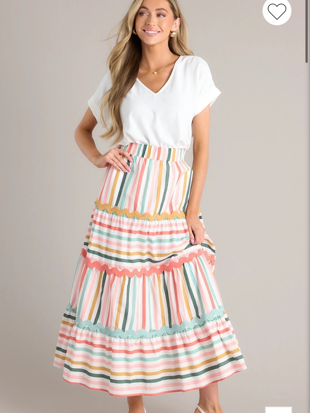 Tiered Striped Maxi Skirt
